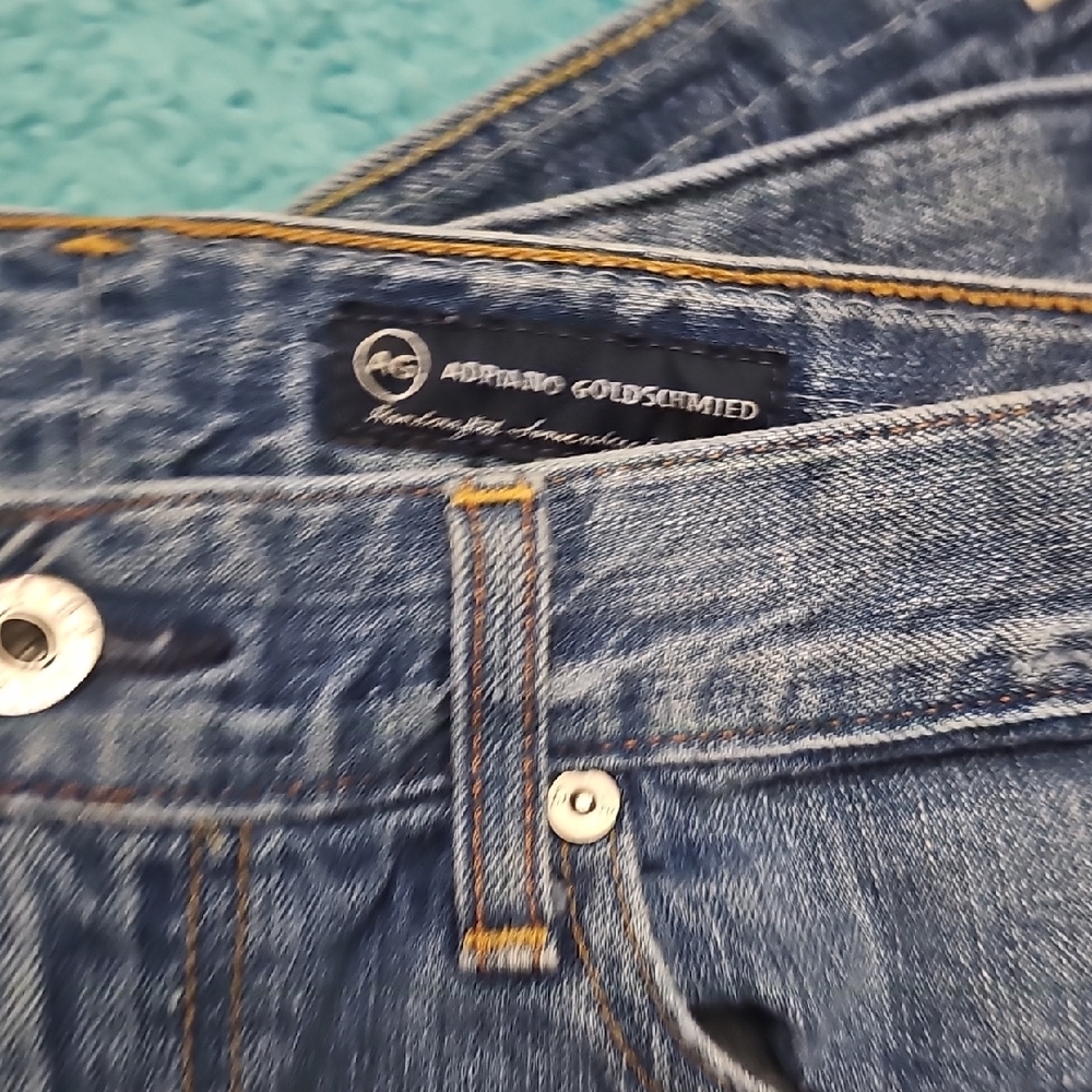 ⚜️2 Pair AG Adriano Goldschmied Distressed Blue Boyfriend Jeans - Picture 2 of 11